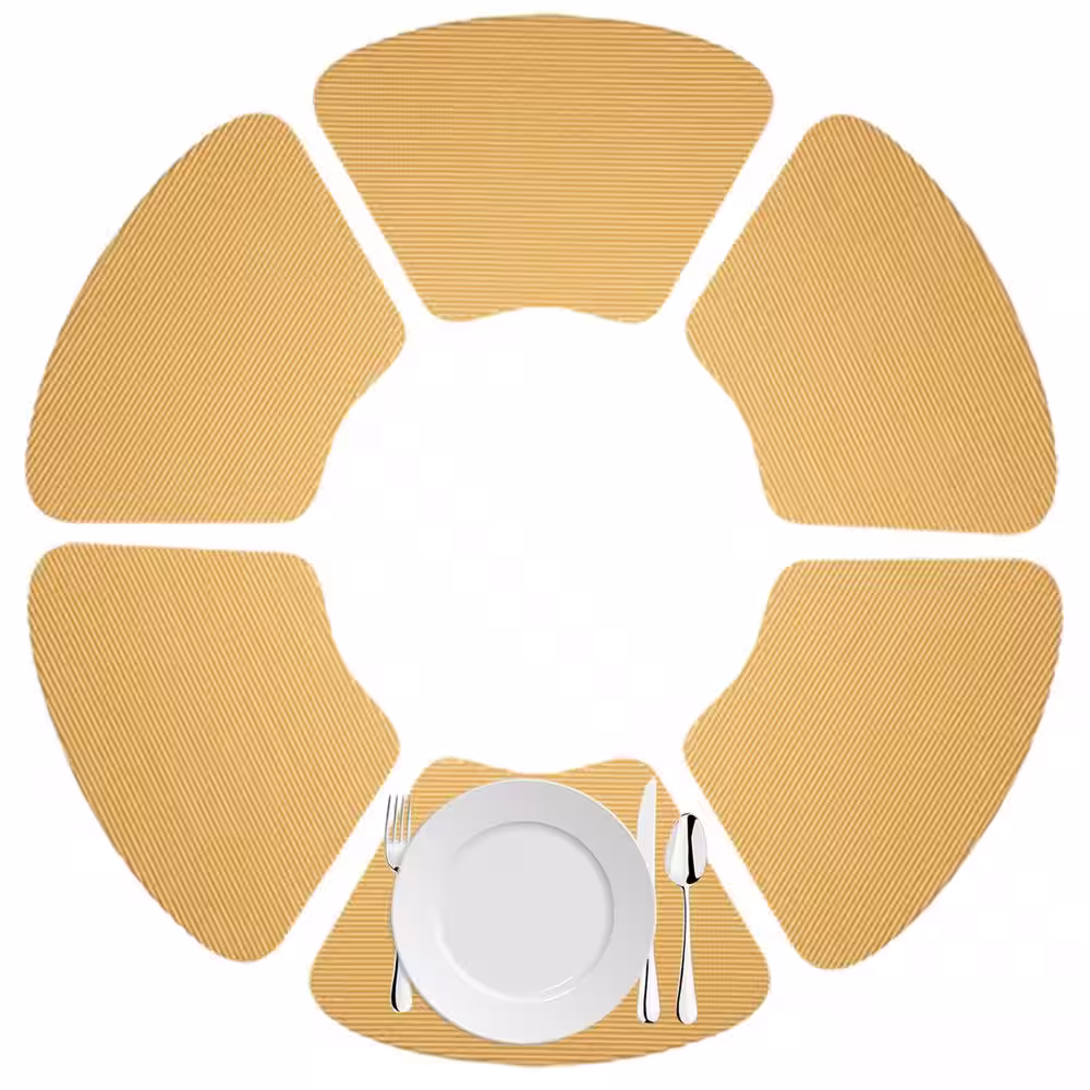 Kraftware Fishnet 19 in. x 13 in. Camel PVC Covered Jute Wedge Placemat (Set of 6)