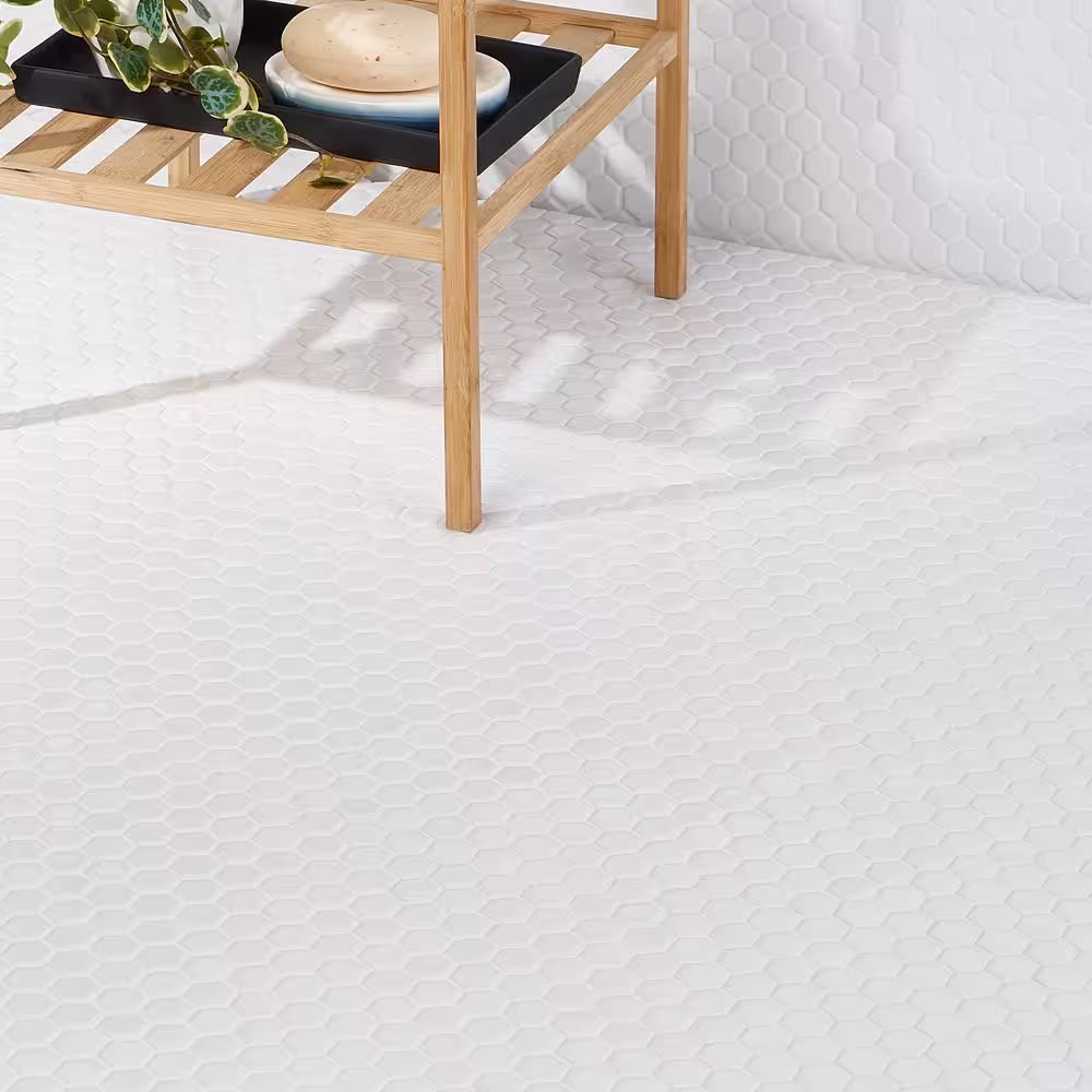 Ivy Hill Tile Bliss Hexagon White 10.03 in. x 11.61 in. Polished Porcelain Floor and Wall Mosaic Tile (0.80 Sq. Ft./Each)