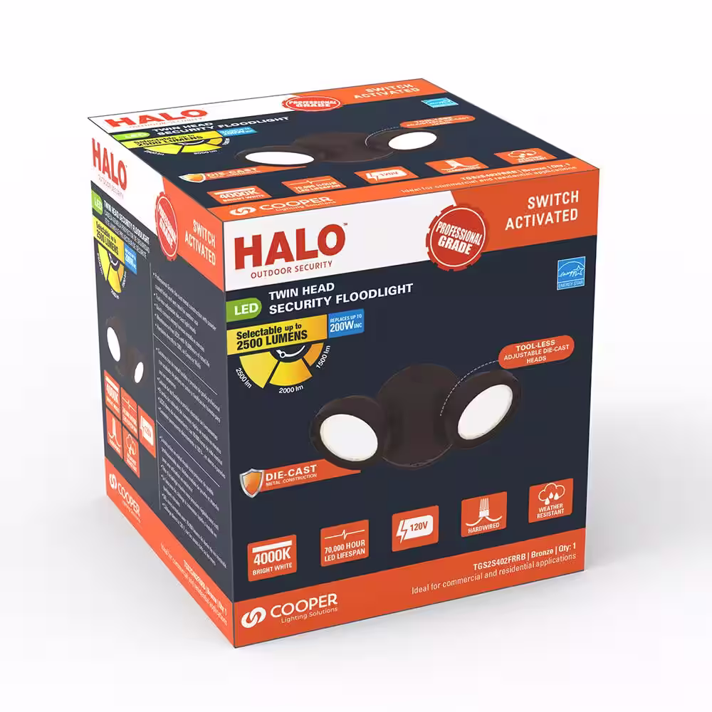 HALO TGS 150-Watt 80Â° Bronze Outdoor Integrated LED Flood Light