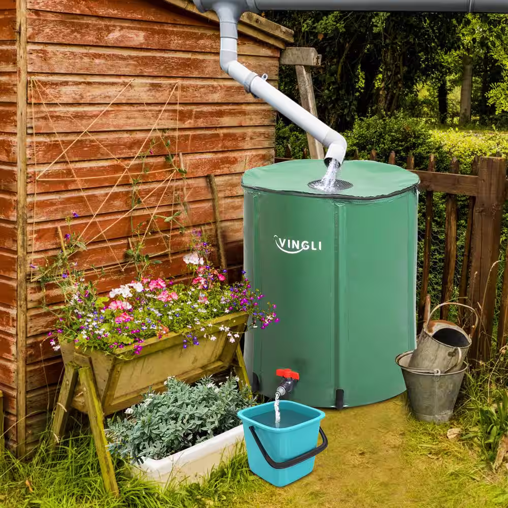 None Upgraded 50 Gal. Rain Barrel Collapsible Water Tank Storage Container with Volume Scale Mark