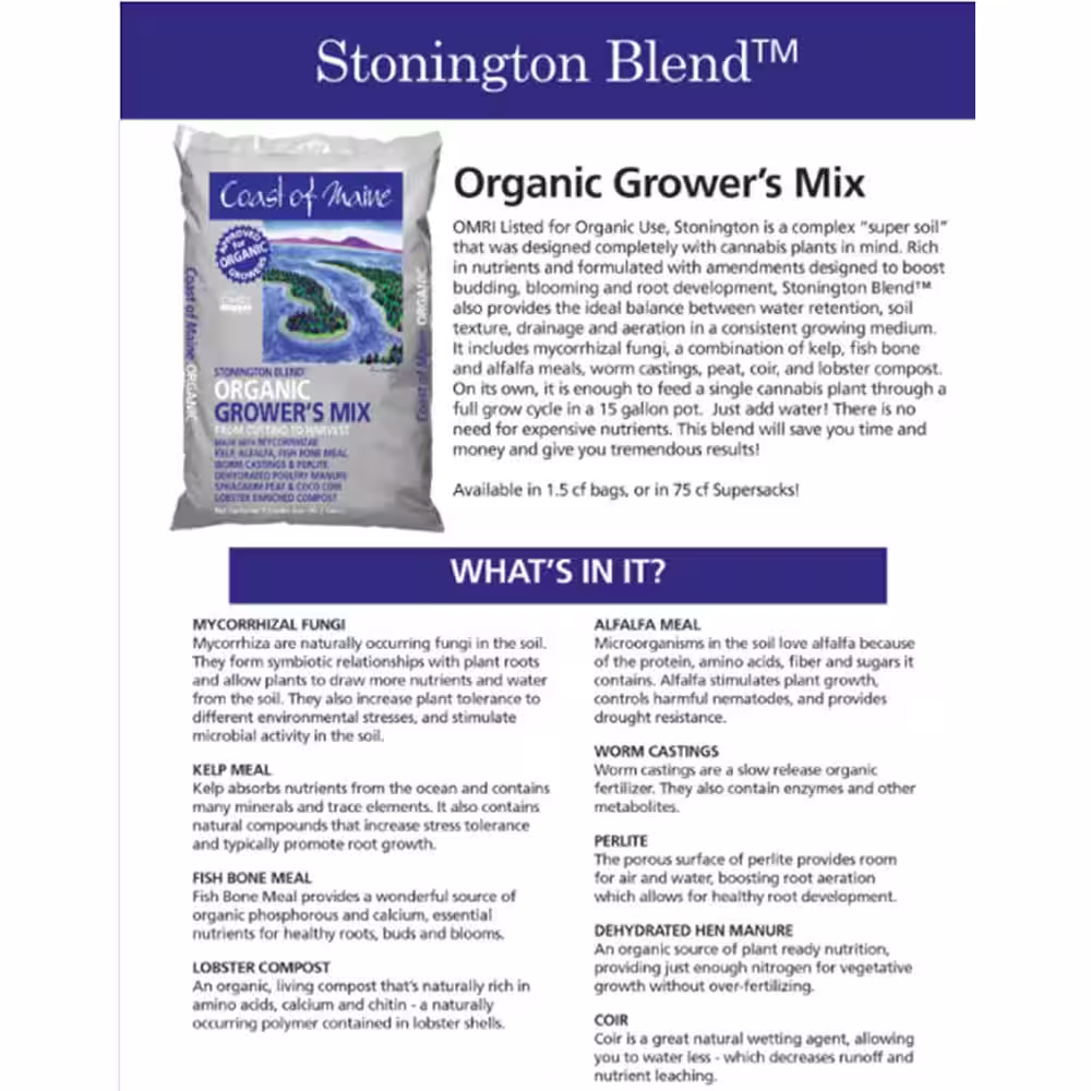 None Stonington Blend Organic Growers Mix, 1.5 cu. ft.