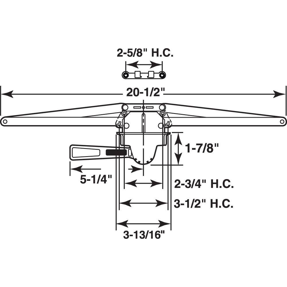 Prime-Line 20 1/2 in., Bronze, diecast, Single Pull Operator