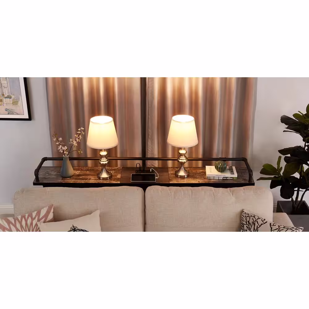 VECELO Narrow Long Sofa Table 70.9 in. L Charcoal Gray, 30.7 in. H Rectangle Wooden Console Table Power Outlets and USB Ports