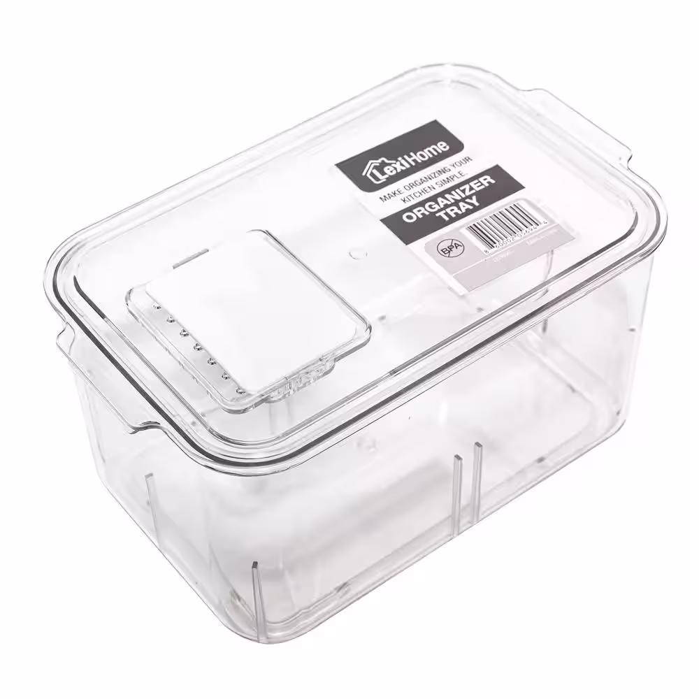 None Veggie Acrylic Food Storage Container Organizer with Vented Lids 3-Pack