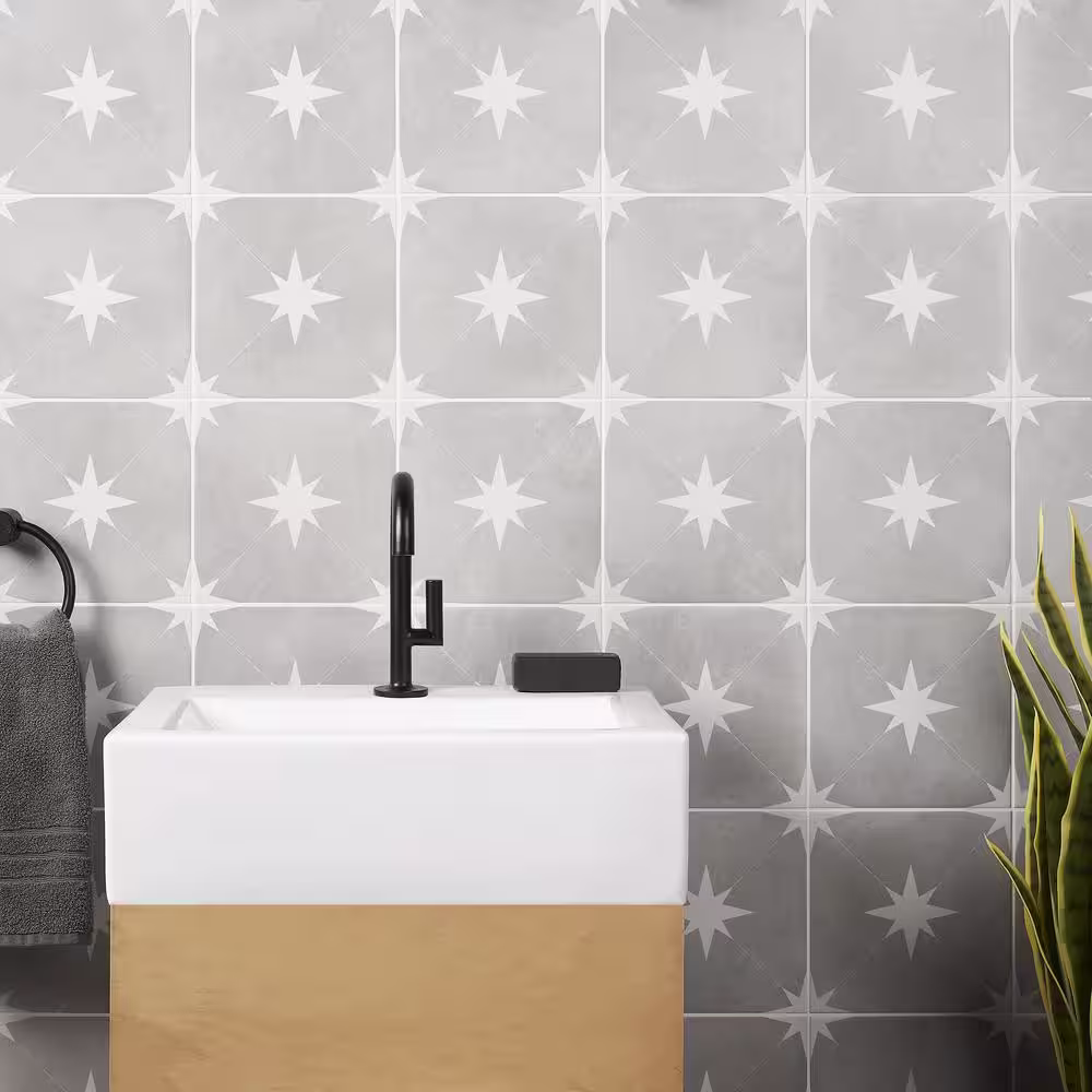 Ivy Hill Tile Polaris Gris 9 in. x 9 in. Matte Porcelain Floor and Wall Tile (10.76 sq. ft./Case)