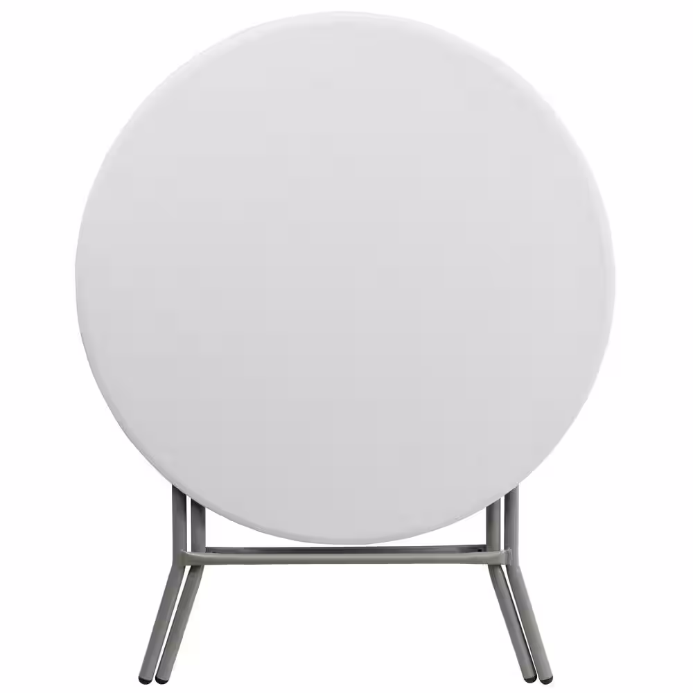 None 31.5 in. Granite White Plastic Tabletop Metal Frame Folding Table