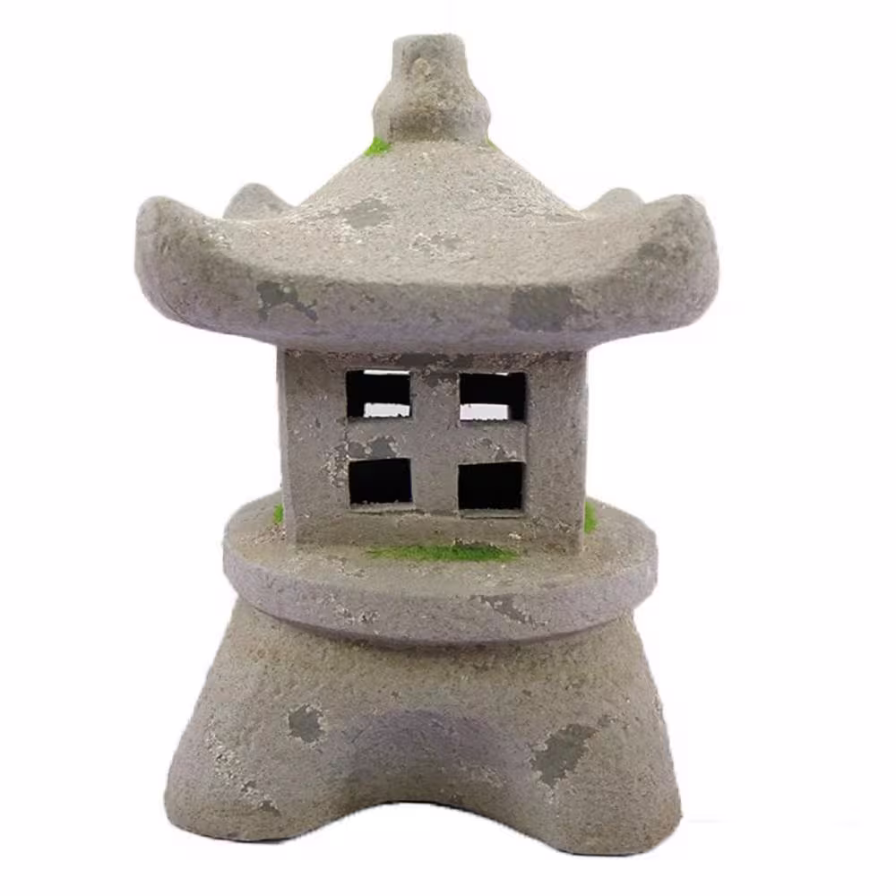 Galt International 11 in. H Pagoda Solar Garden Statue