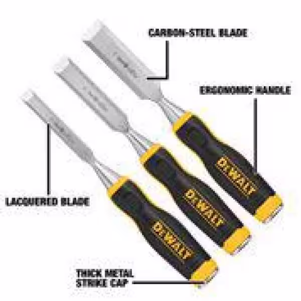 DEWALT Wood Chisel Set (3-Piece), 1-1/4 in. Wood Chisel and 1-1/2 in. Wood Chisel