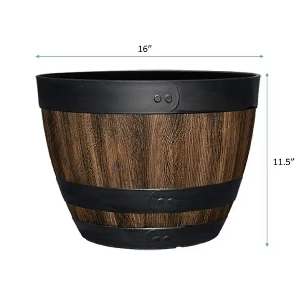 None 16 in. Dia x 11.5 in. H Kentucky Walnut Resin Wine Barrel