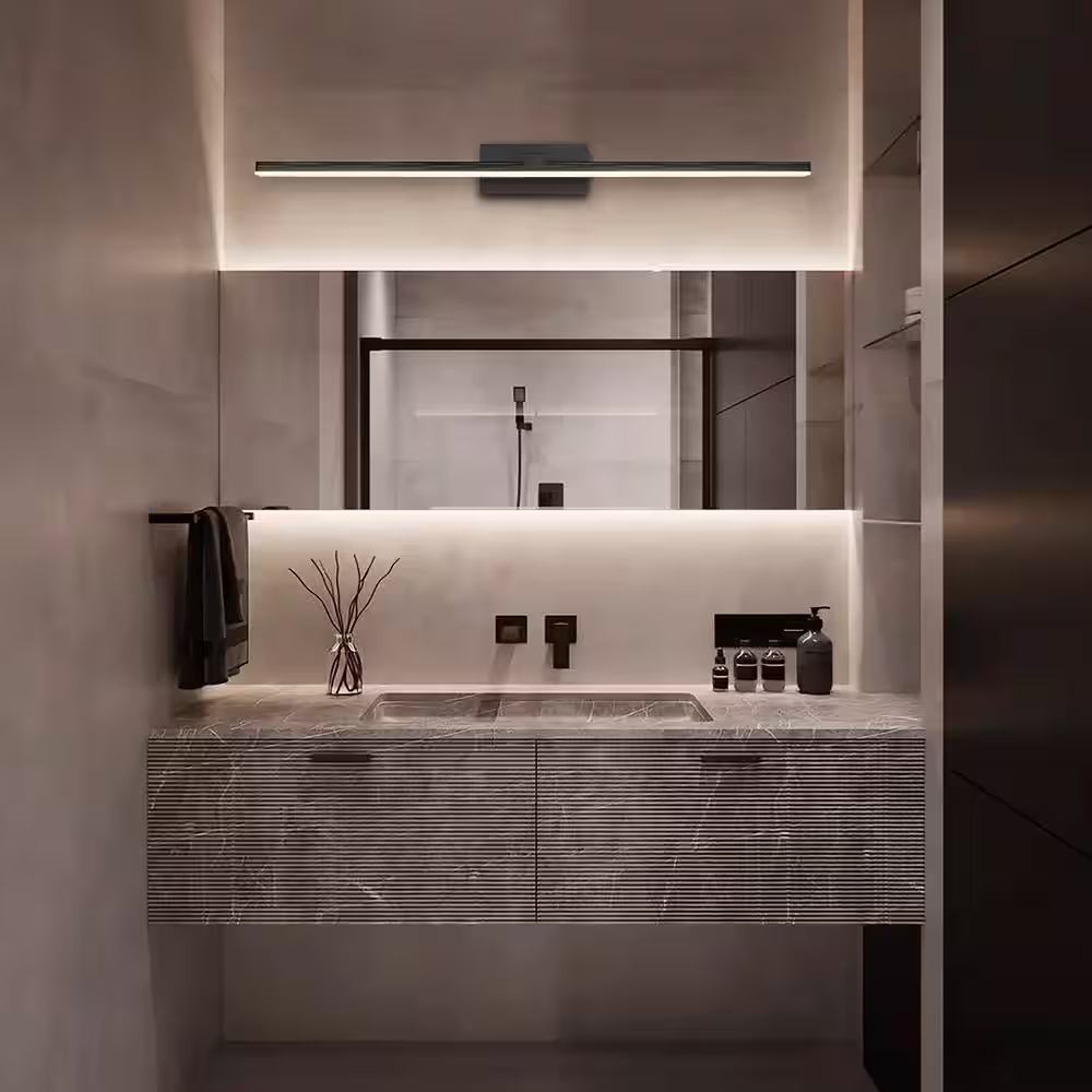 HUOKU Nimbus 23.6 in. 1-Light Black Modern Minimalist LED Wall Sconce