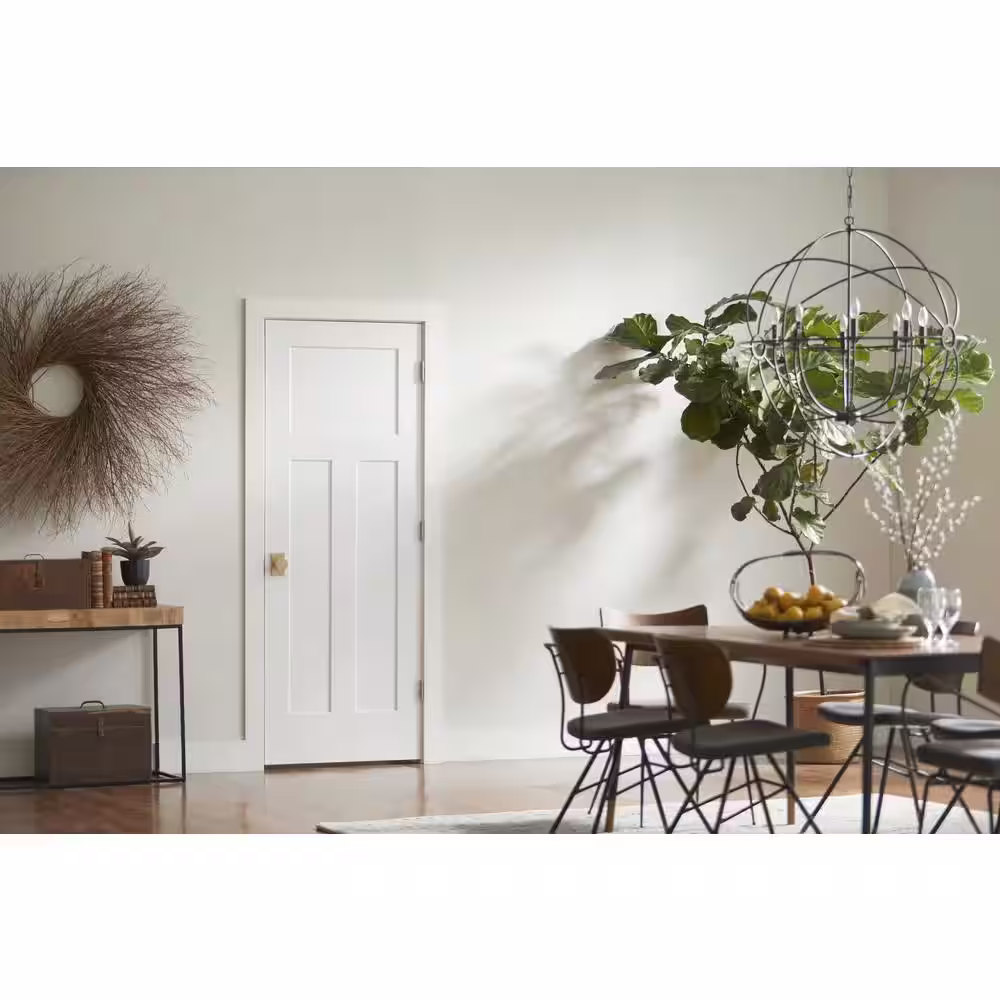 JELD-WEN 30 in. x 80 in. 3 Panel Craftsman Primed Smooth Molded Composite MDF Interior Door Slab