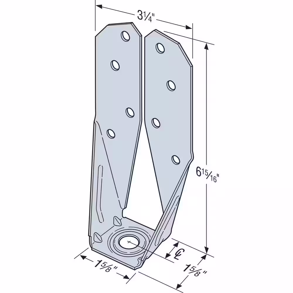 Simpson Strong-Tie DTT ZMAX Galvanized Deck Tension Tie for 2x Nominal Lumber with 1-1/2 in. SDS Screws