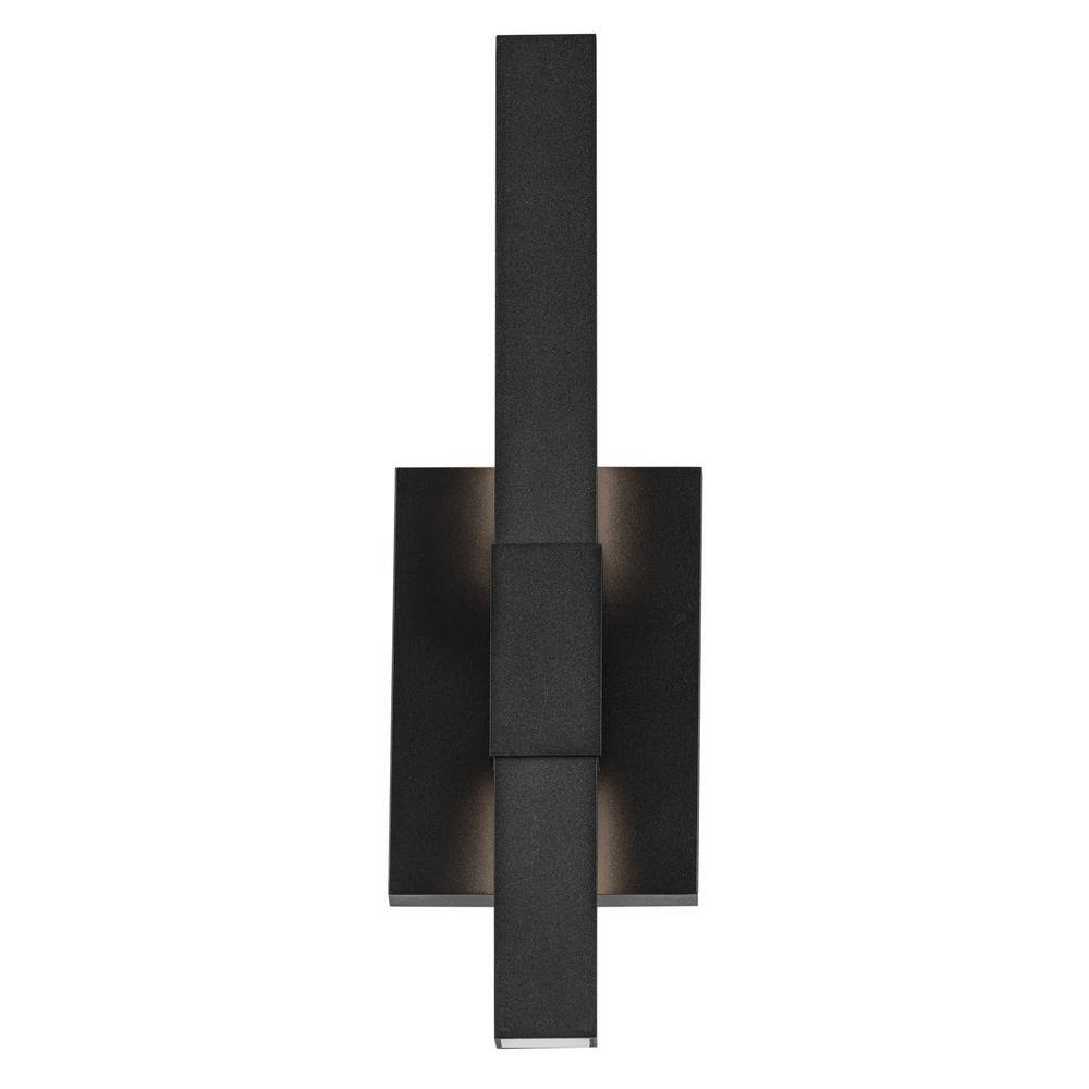 KICHLER Nocar 16 in. 1-Light Textured Black Modern Outdoor Hardwired Wall Lantern Sconce with Integrated LED (1-Pack)