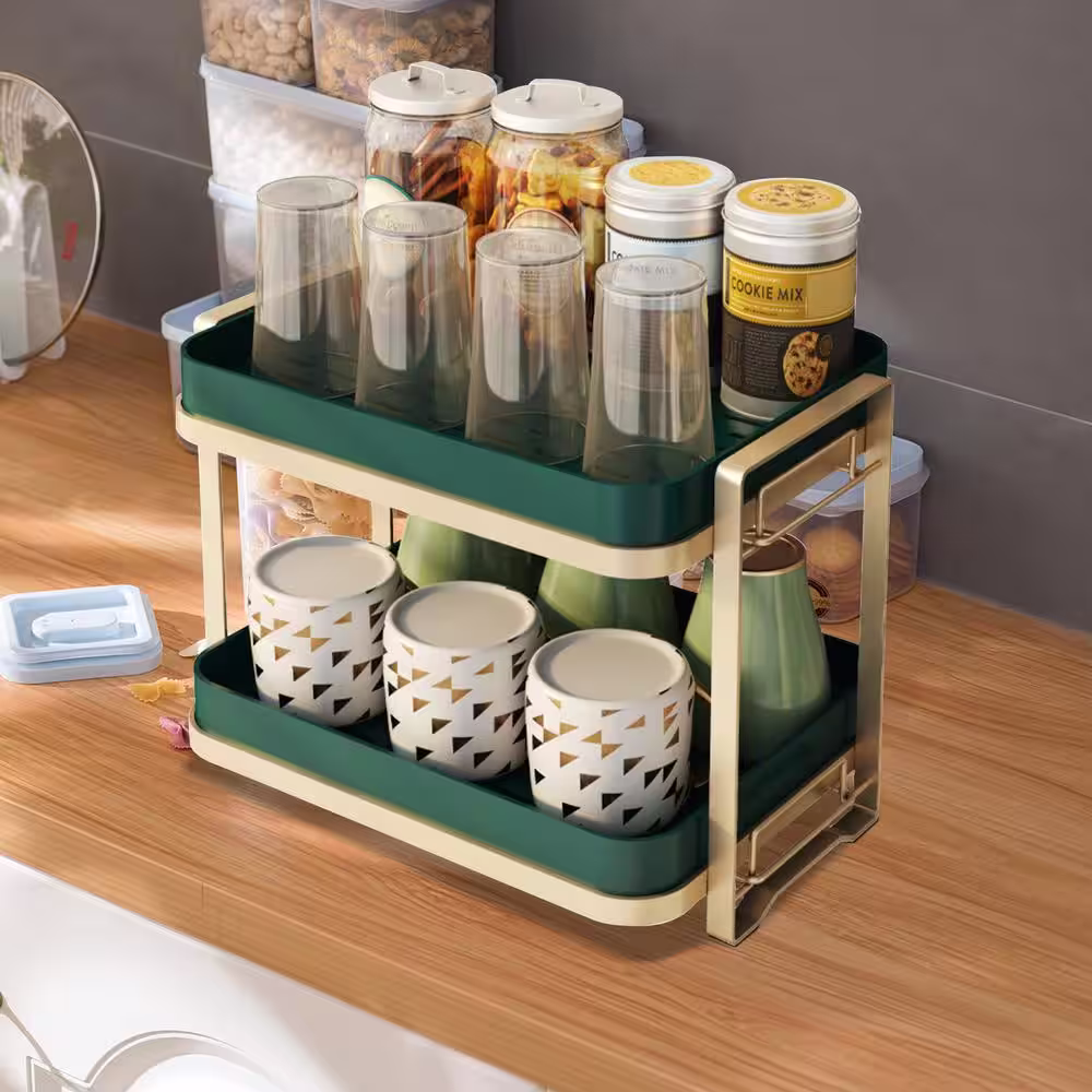 None 14.04 in.L x 9.95 in. W x 10.34 in. H Green Standing Metal Kitchen Dish Rack with Pallet