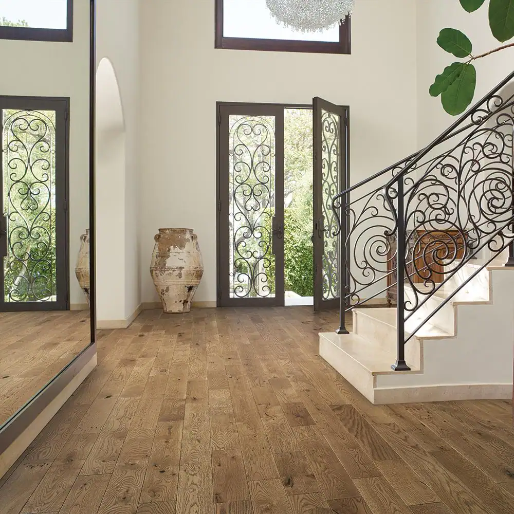 Malibu Wide Plank Point Paradise French Oak 3/4 in. T x 5 in. W Wire Brushed Solid Hardwood Flooring (904 sq. ft./pallet)