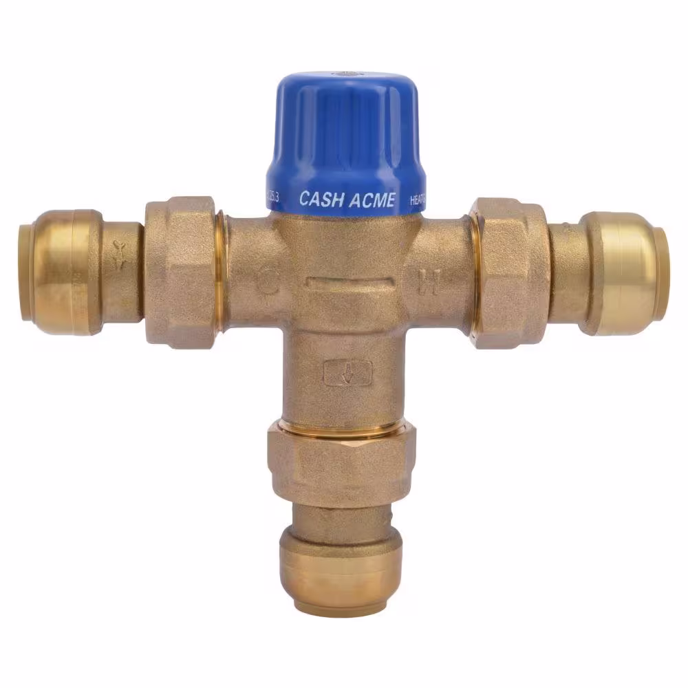 SharkBite 3/4 in. Push-to-Connect Union Brass Heat Guard 110-D Thermostatic Mixing Valve