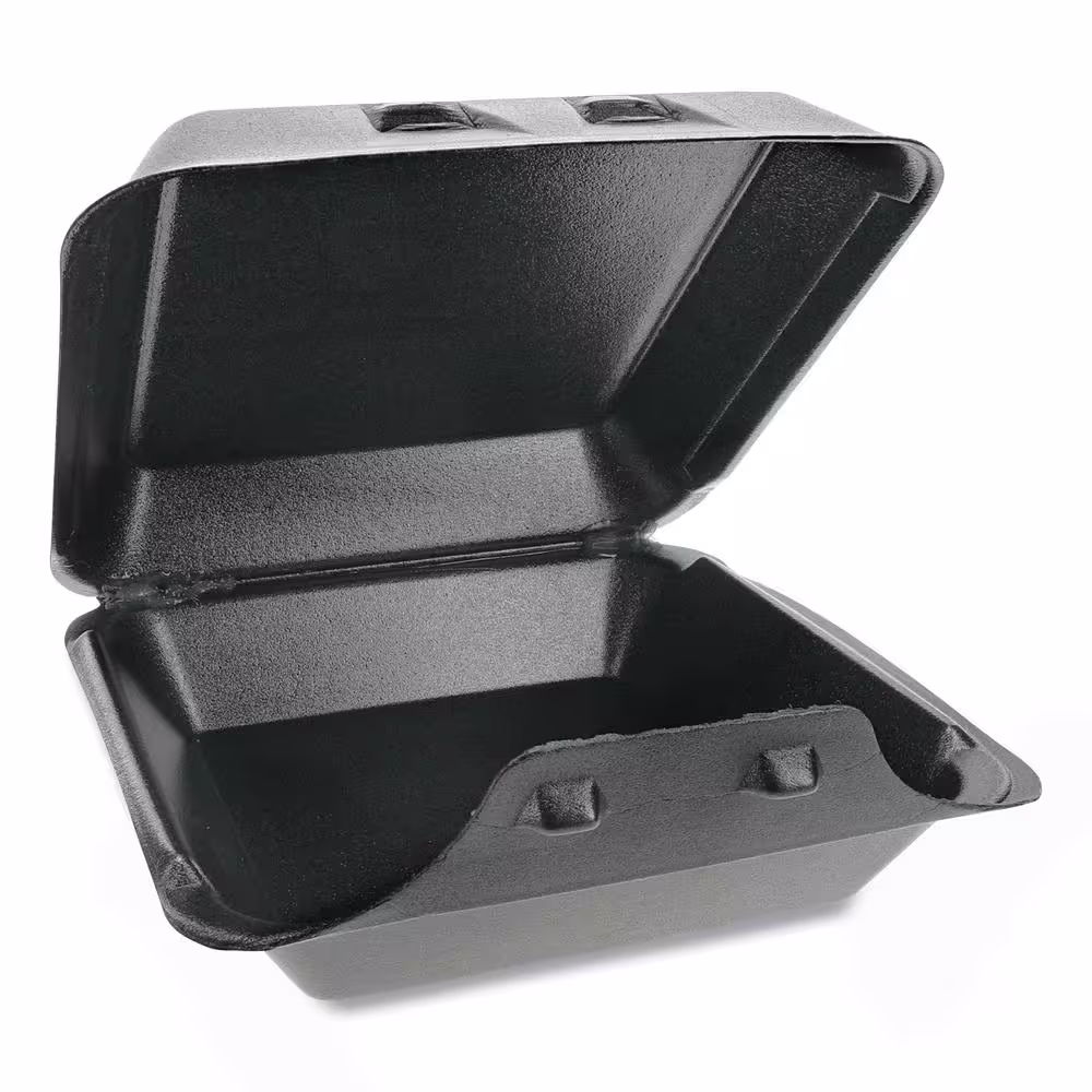 Pactiv 9 in. x 9.13 in. x 3.25 in. Large Black Smart Lock Foam Hinged Containers (150-Carton)