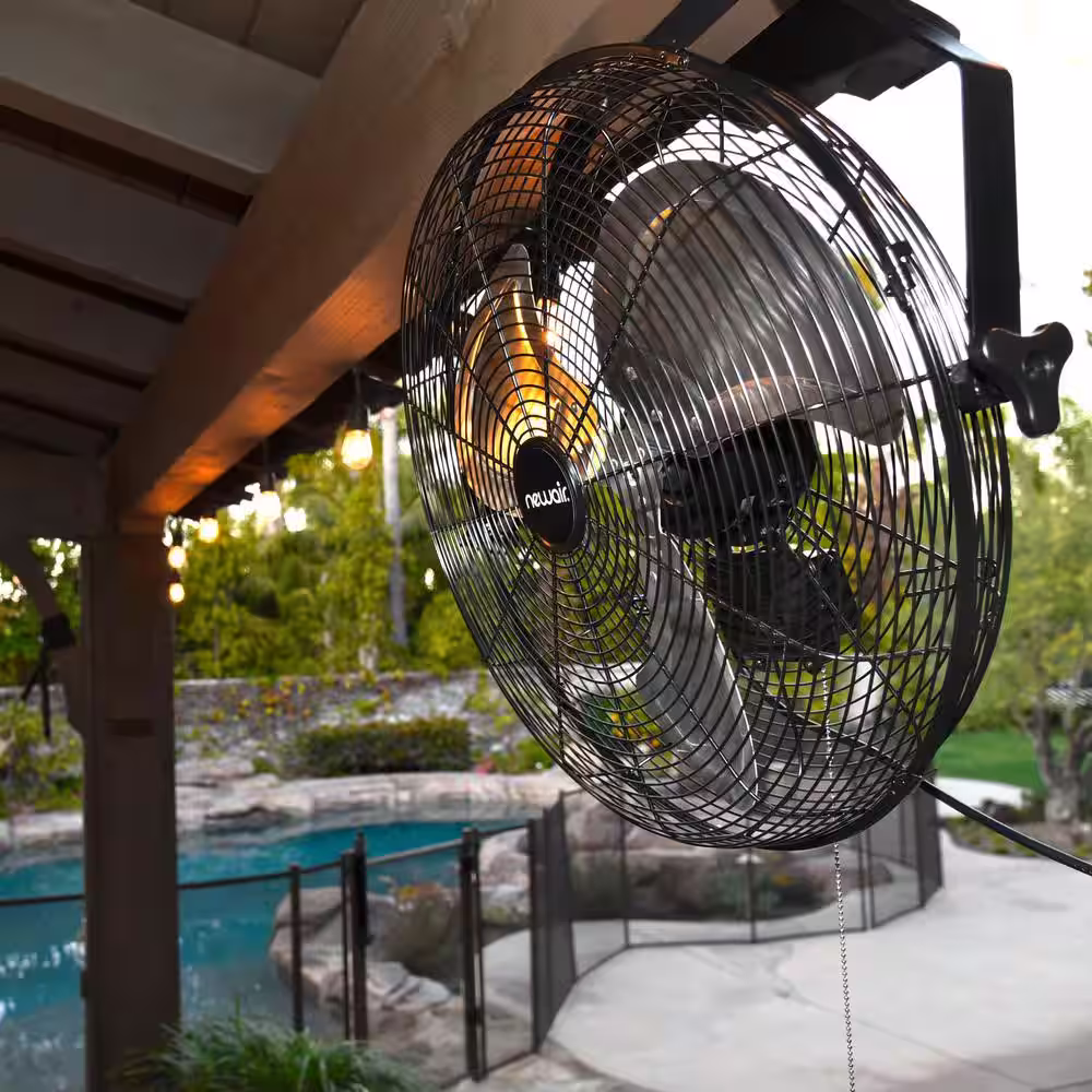 NewAir 18 in. Outdoor Rated 2-In-1 High Velocity Floor or Wall Mounted Fan with 3-Fan Speeds and Adjustable Tilt Head in Black