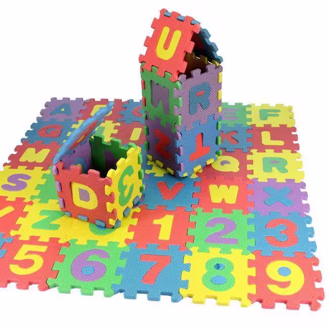 None 4.72 in. x 4.72 in. x 0.4 in. Multi-Colored Alphanumeric EVA Interlocking Foam Floor Mat 5.58 sq ft. (36-Tiles)