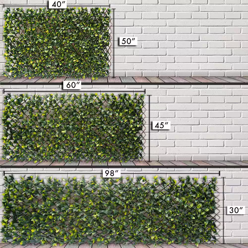 Green Smart Dekor 40 in. x 80 in. Artificial Lemon Leaf Lattice Screen