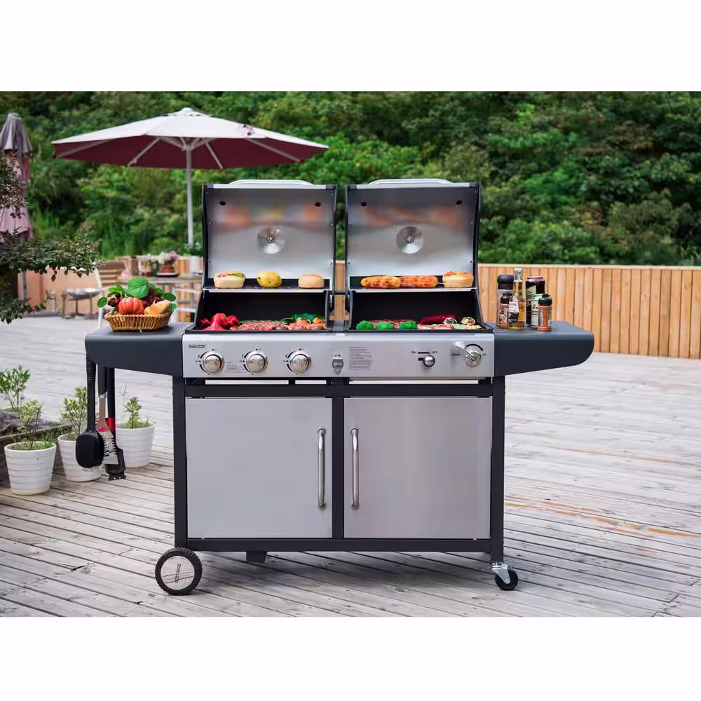 Royal Gourmet 3-Burner Propane Gas and Charcoal Combo Grill in Black
