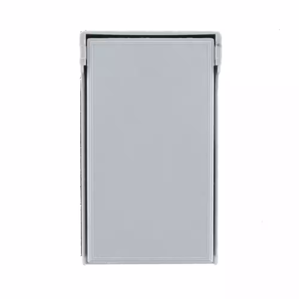 Leviton 1-Gang Weather Resistant Single Receptacle Device Mount Wallplate with Vertical Self Closing Lid, Gray