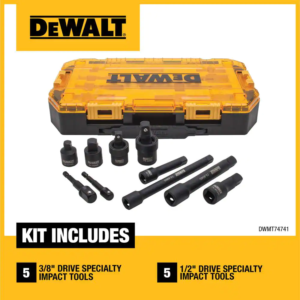 DEWALT 3/8 in. and 1/2 in. Drive Impact Accessory Set (10-Piece)