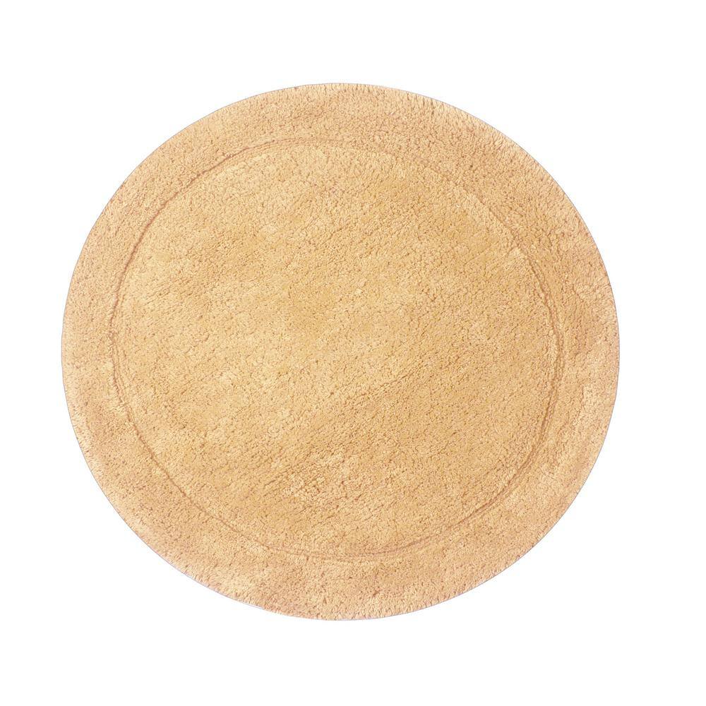 HOME WEAVERS INC Waterford Collection 22 in. x 22 in. Yellow Cotton Round Bath Rug