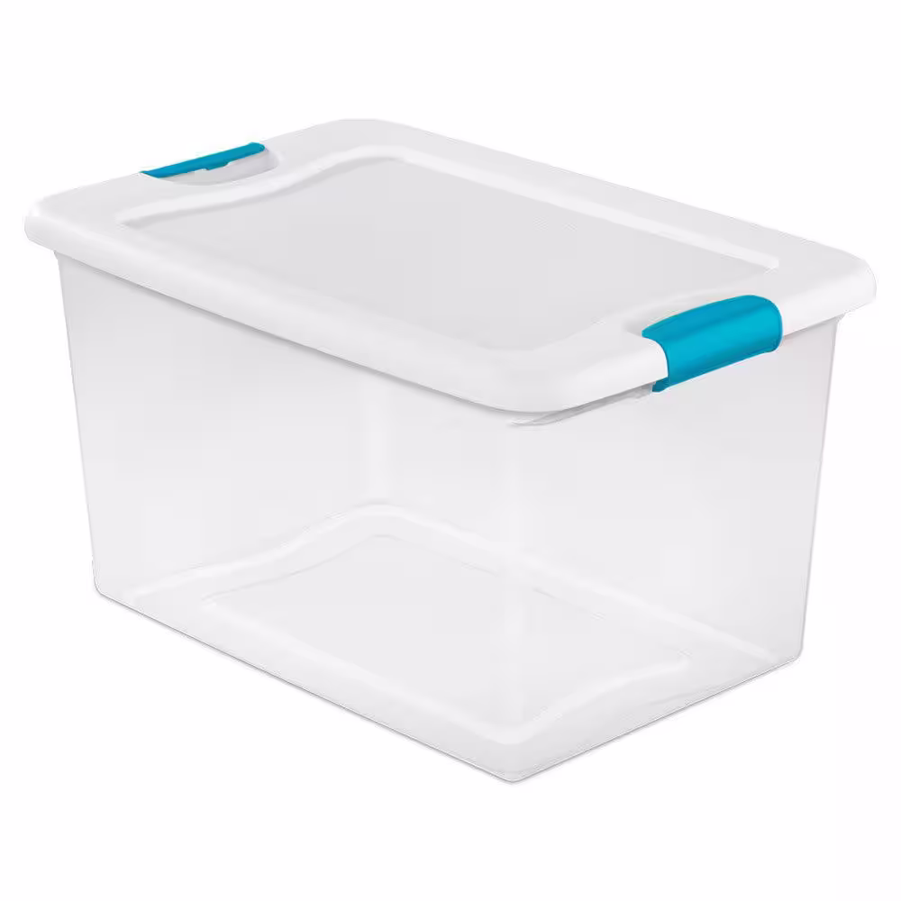 Sterilite 64-Quart Latching Storage Tote Box (6 Pack) + Medium Clip Box (4 Pack)