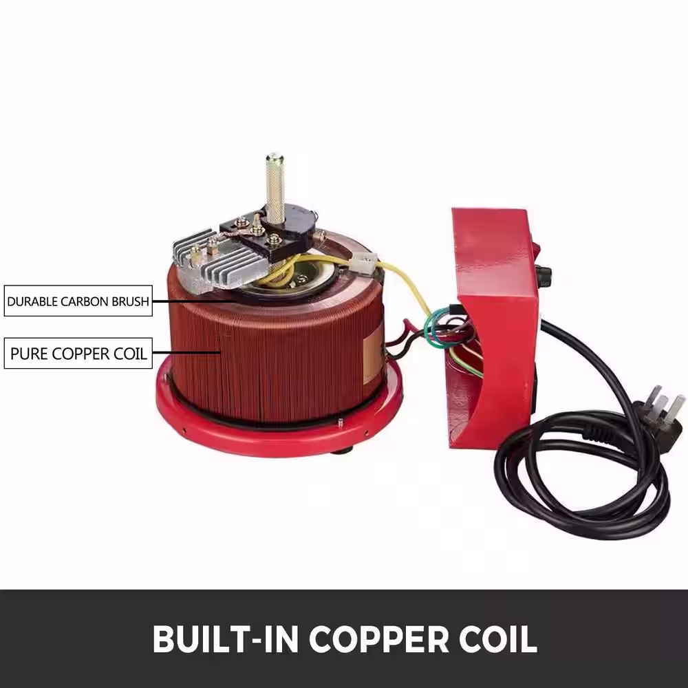 VEVOR Variable Transformer 2000VA 60Hz Adjustable AC Power Output Supply 0-Volt to 130-Volt Regulator with Universal Plug Hole