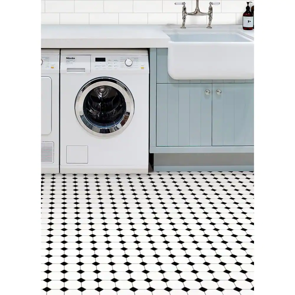 FloorPops Hudson 12 in. W x 12 in. L Black Peel & Stick Vinyl Tile Flooring (20 sq. ft./case)