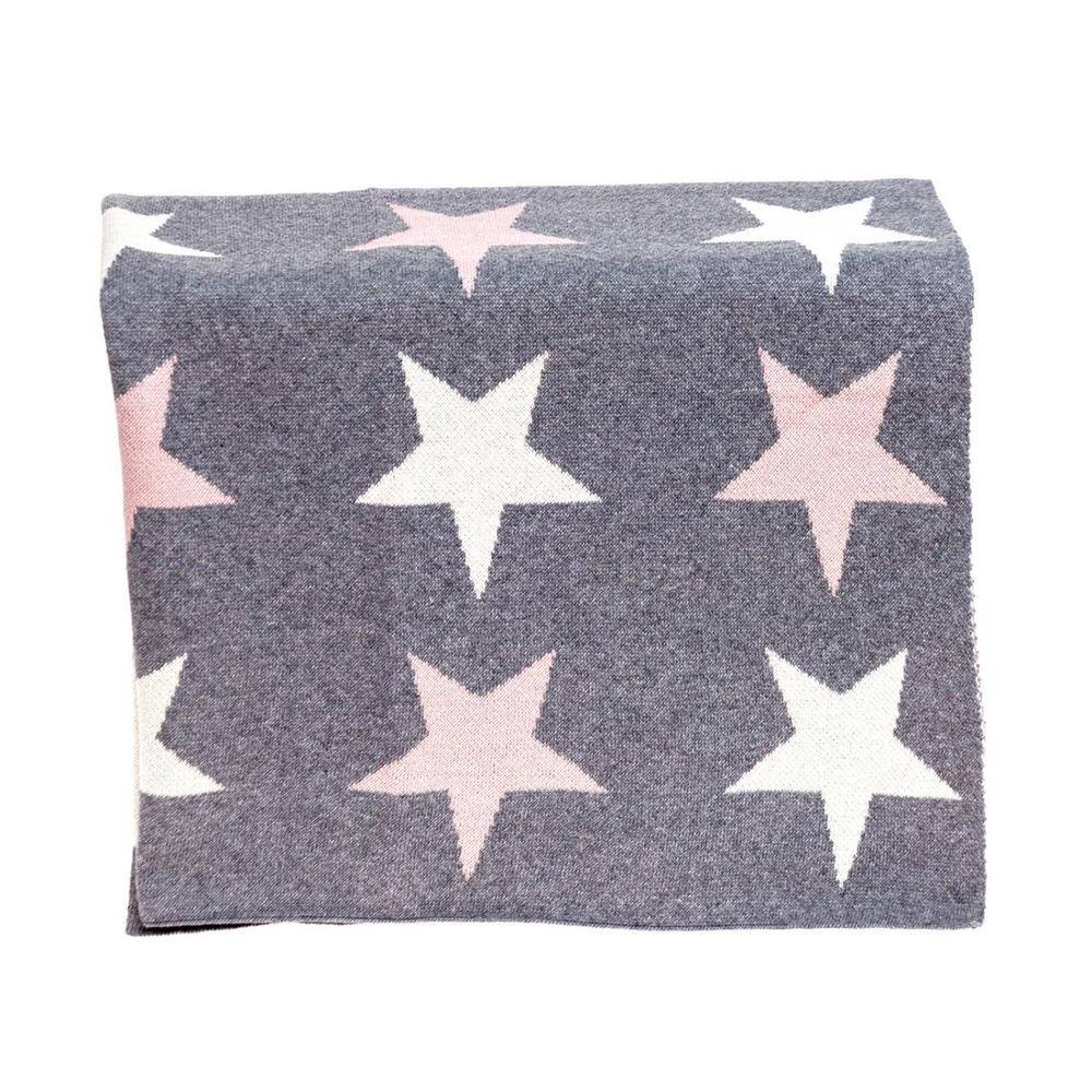HomeRoots Jordan Light Grey Geometric Cotton Baby Blanket