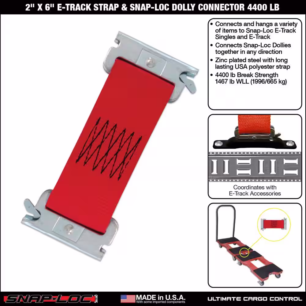 SNAP-LOC 6 in. x 2 in. Multi-Use Logistic E-Strap Dolly Connector in Red (2-Pack)