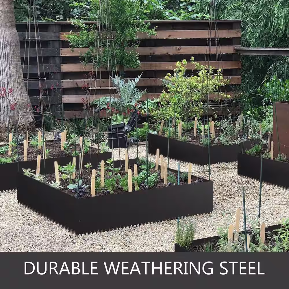 VEVOR Steel Landscape Edging 40 in. x 6 in. Steel Garden Edging Border 4-Pieces Steel Landscape Edging Steel Lawn Edging