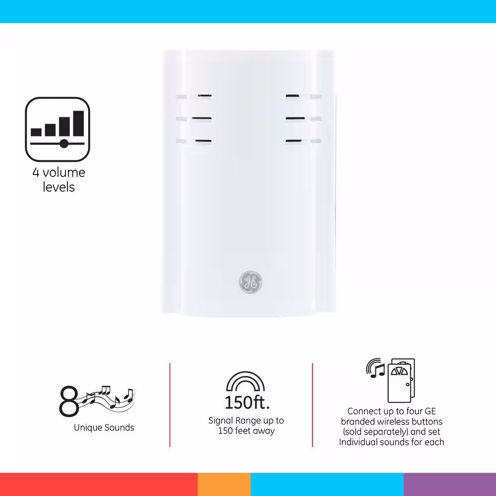 GE Plug-In Chime with 8 Melodies and 1 Push Button