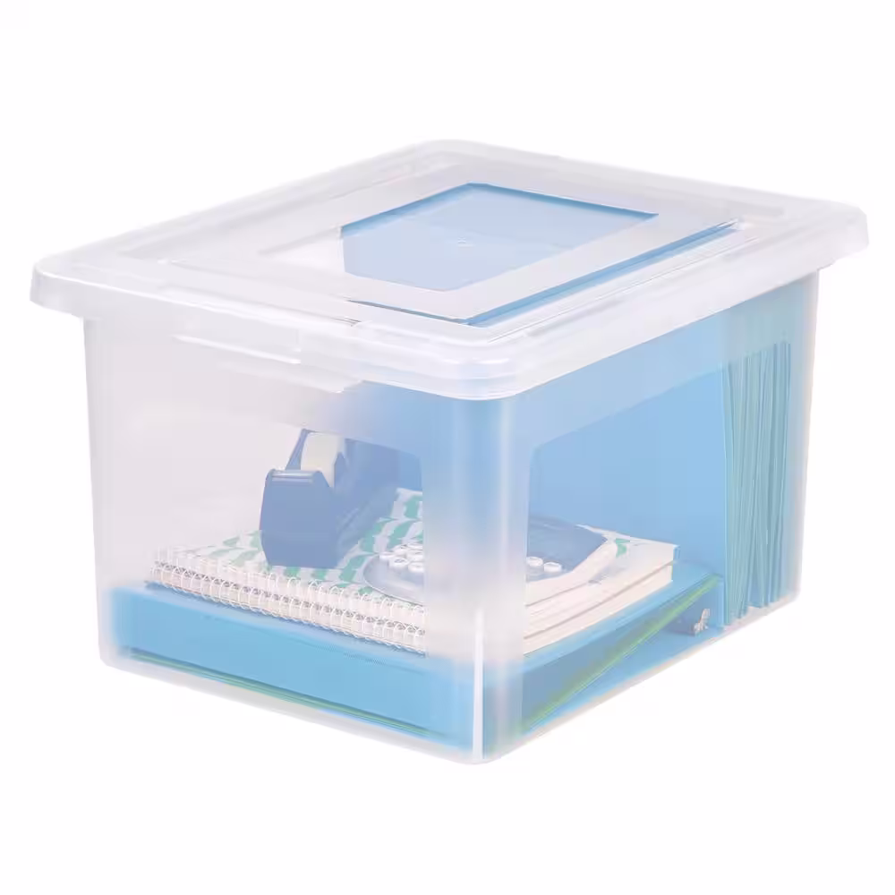 IRIS 42 Qt. Letter/Legal Size File Storage Box in Clear