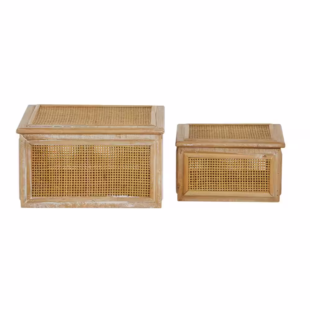 Litton Lane Rectangle Wood Box with Lid (Set of 2)