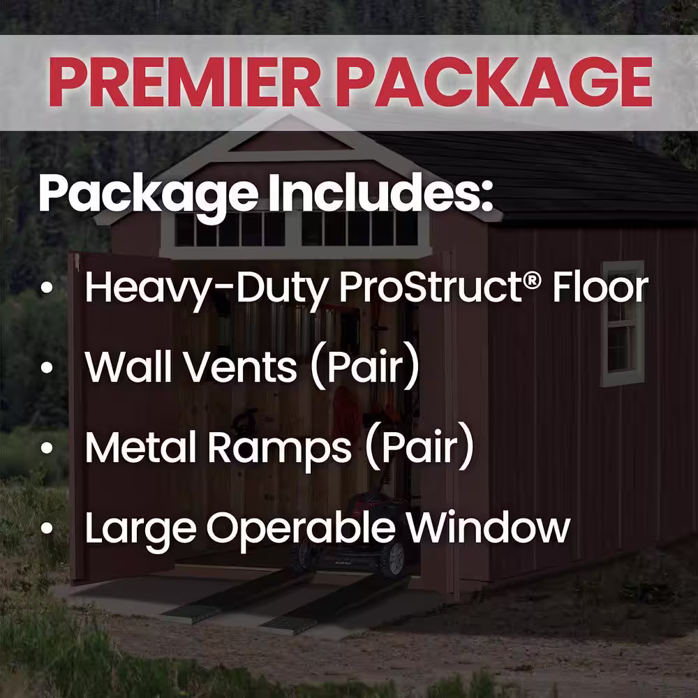 Handy Home Products Pro Installed Majestic Premier 8 ft. x 12 ft. Wood Shed with Floor, Window and Ramp Upgrade- Brown Shingle (96 sq. ft.)