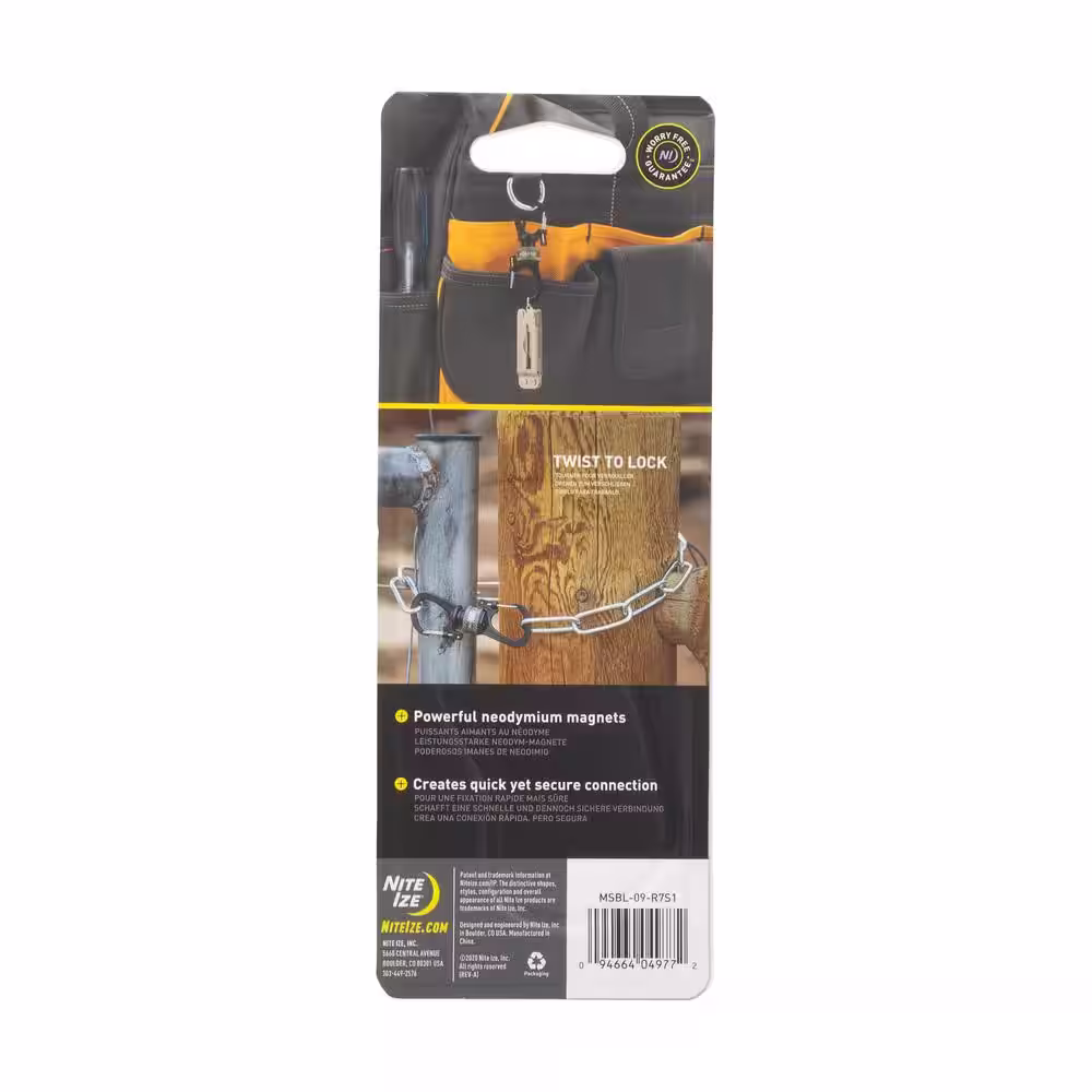 Nite Ize SlideLock 360-Degree Charcoal Magnetic Locking Dual Carabiner for Chains