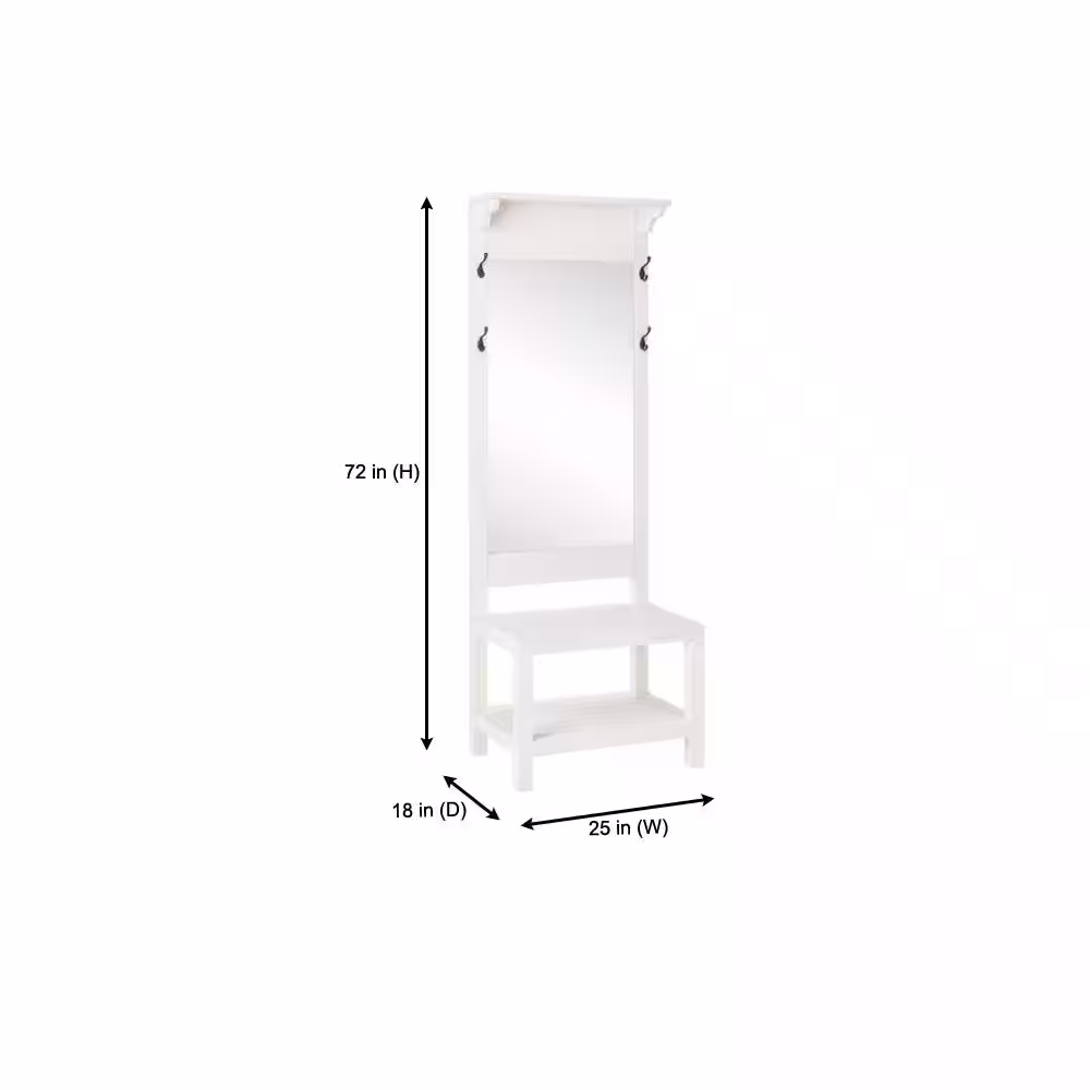 Home Decorators Collection Baythorn White Finish Wood Hall Tree with Mirror (25 in. W x 72 in. H)