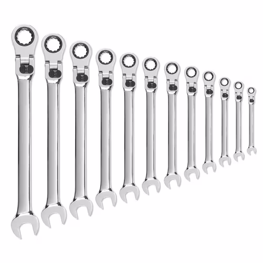 GEARWRENCH 72-Tooth 12 Point Metric XL Locking Flex Combination Ratcheting Wrench Set (12-Piece)
