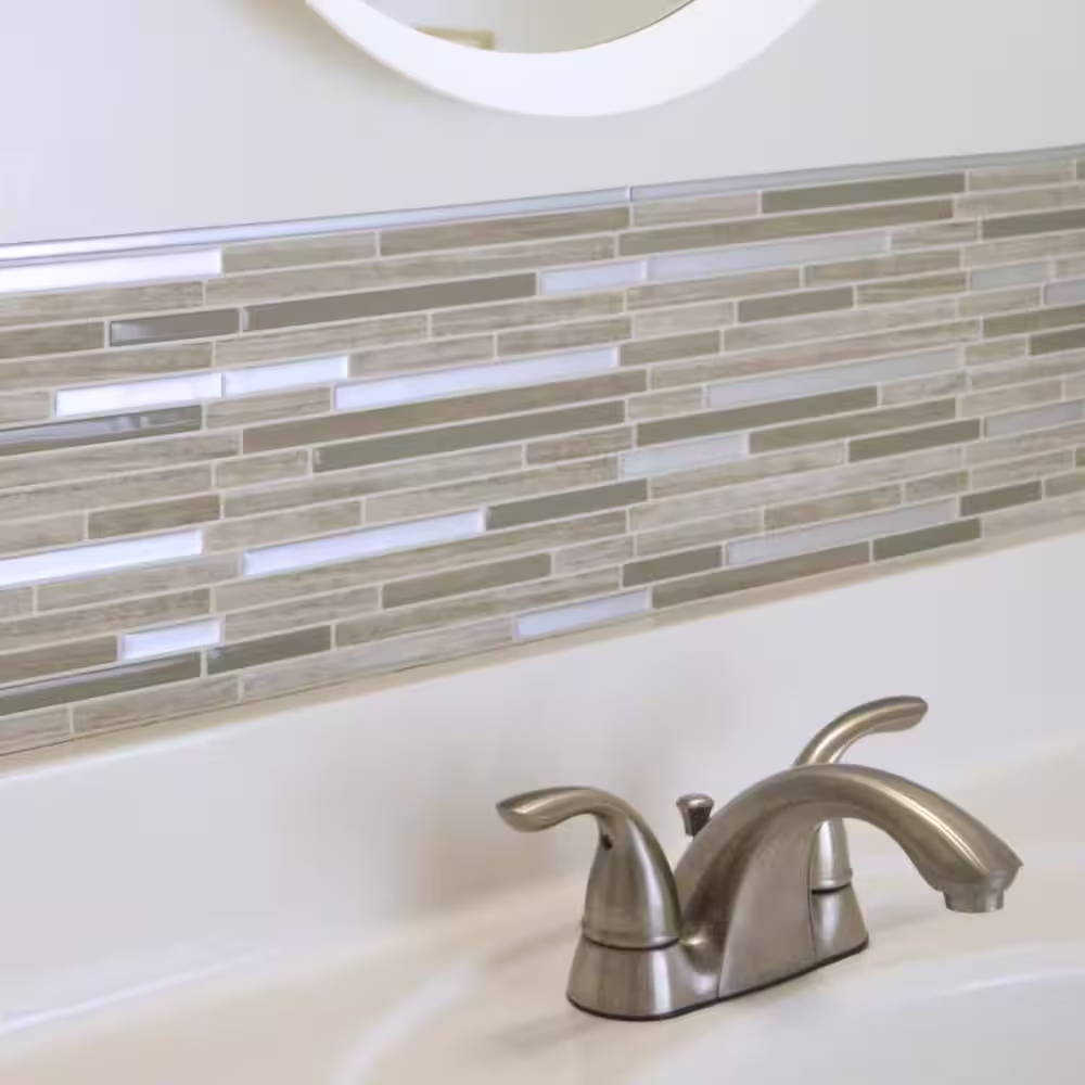 smart tiles Smart Edge Brillo Silver 18 in. x 0.27 in. Vinyl Peel and Stick Tile (.034 sq. ft./ 4-pack)