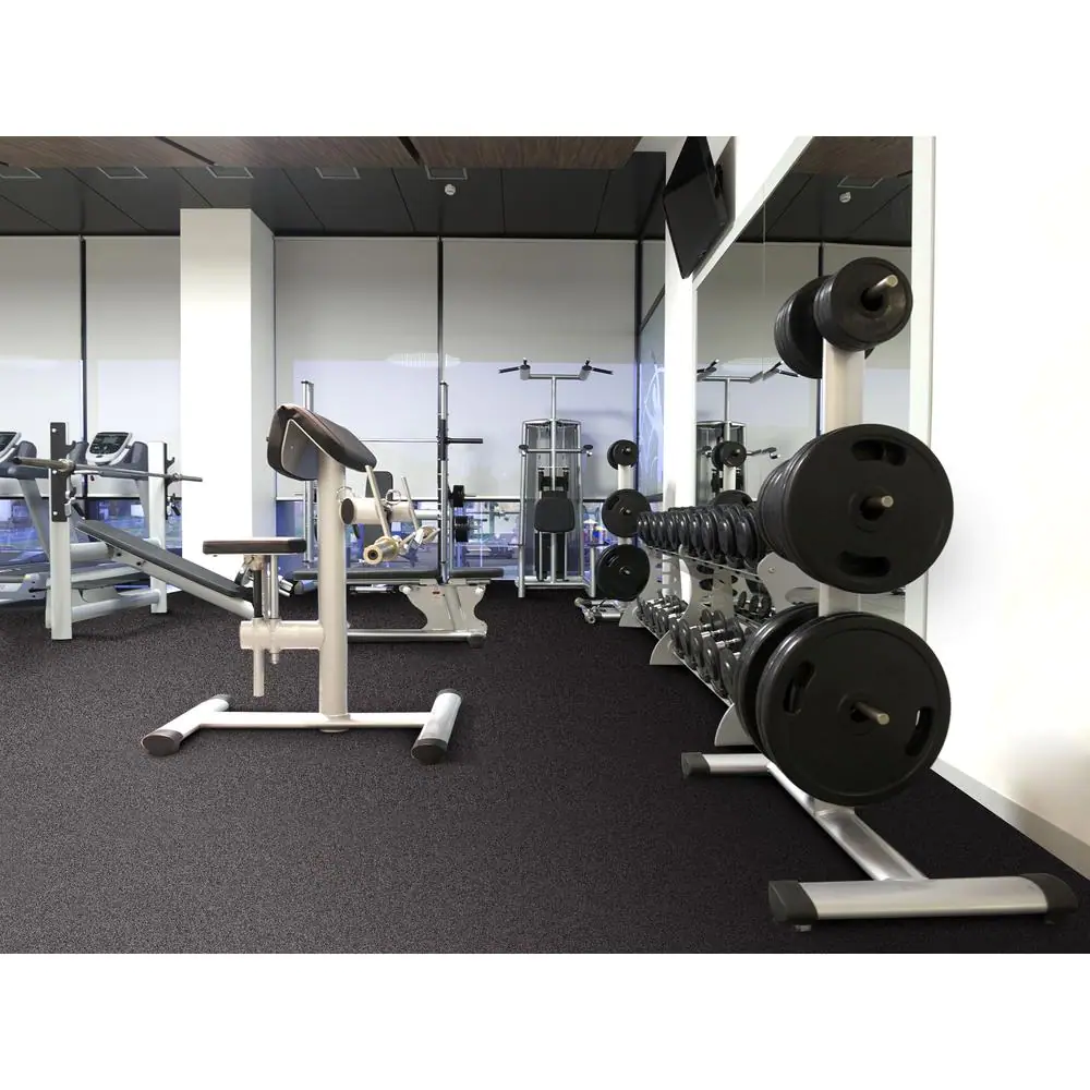 TrafficMaster Black 37 in. W x 56 in. L x 0.3 in. Thick Rubber Exercise\Gym Flooring Tiles (6 Tiles\Case) (14.3 sq. ft.)