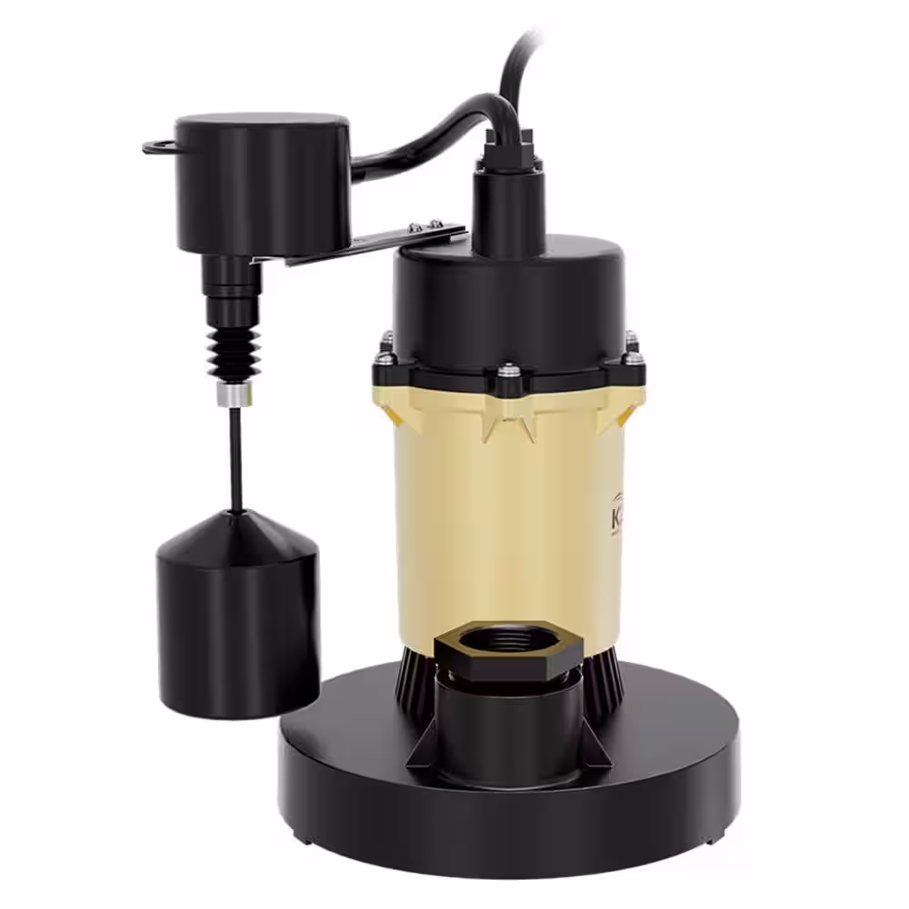 K2 1/2 HP Epoxy-Coated Aluminum and Thermoplastic Sump Pump with Vertical Switch