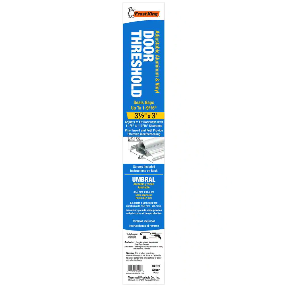 Frost King 3-1/2 in. Wide x 36 in. Silver Adjustable Height Threshold