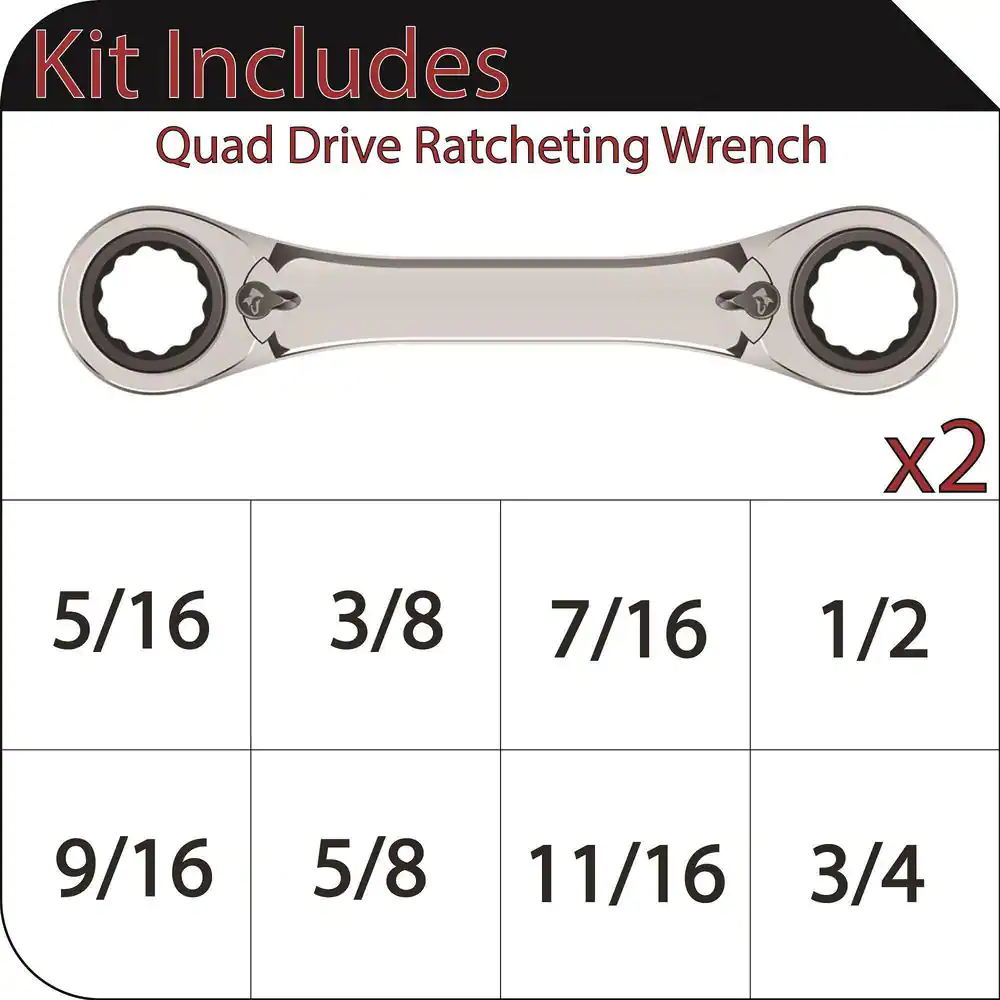 Husky SAE Quad Drive Ratcheting Wrench Set (2-Piece)