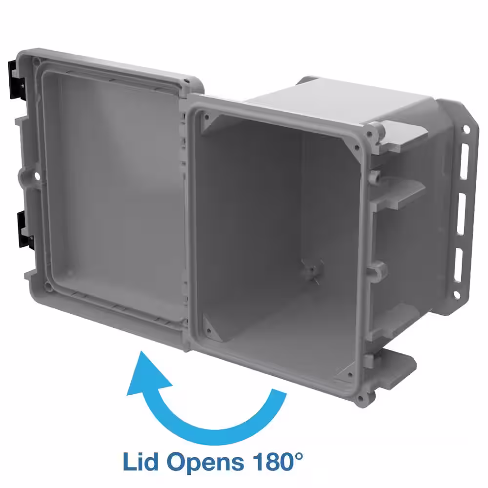 Serpac Nema 4x, I Series 9.7 in. L X 8.2 in. W X 7.5 in. H Polycarbonate Hinged Latch Cabinet Gray Top and Gray Bottom