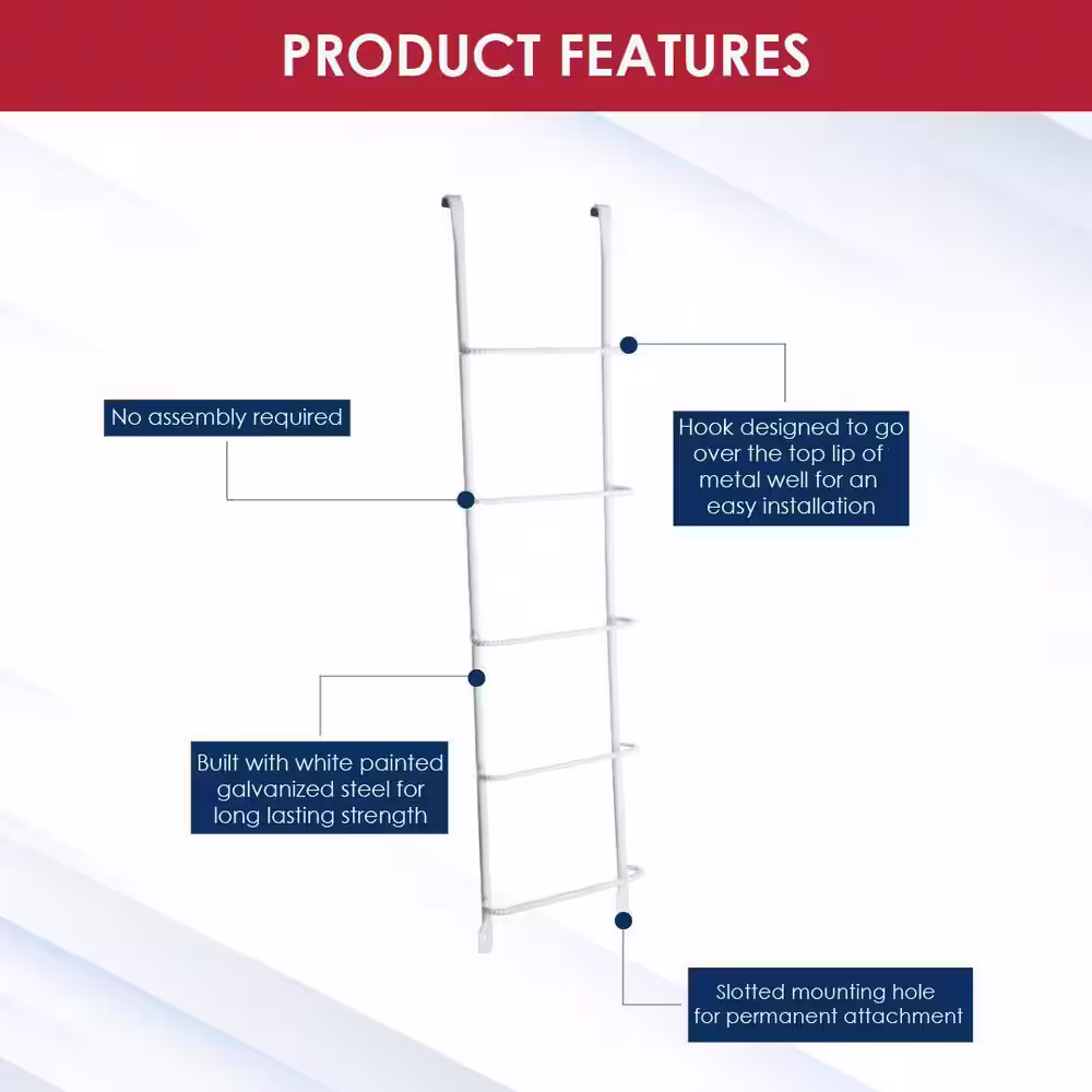 SHAPE PRODUCTS 5-Step White Steel Window Well Escape Ladder