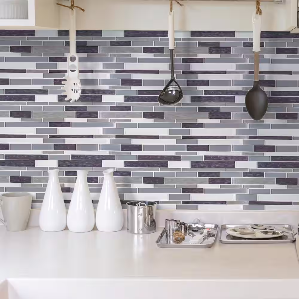 Jeffrey Court Forest Folly Gray 11.625 in. x 11.5 in. Interlocking Glass Mosaic Tile (13.92 sq. ft./Case)