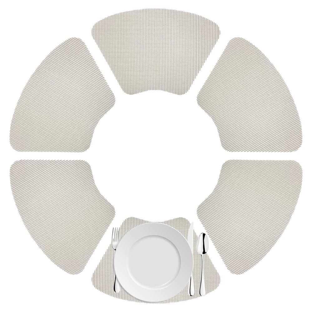 Kraftware Fishnet 19 in. x 13 in. Light Gray PVC Covered Jute Wedge Placemat (Set of 6)